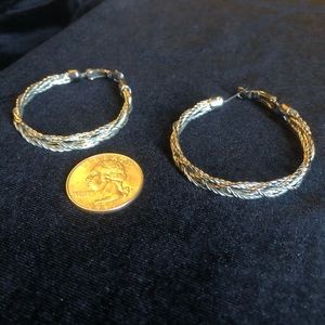 Silver braided hoops